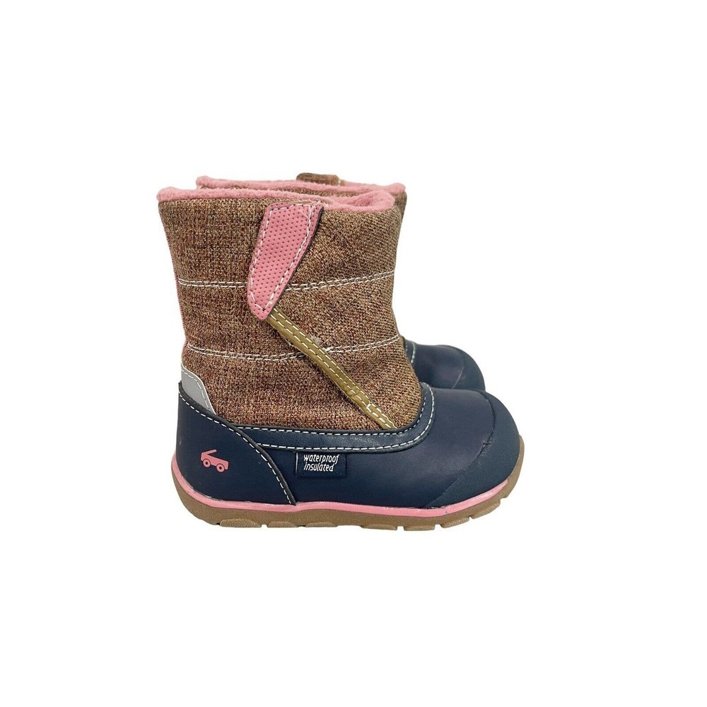 See Kai Run Baker Waterproof Snow Boots, Girls, Toddler Brown Blue Pink Size 7